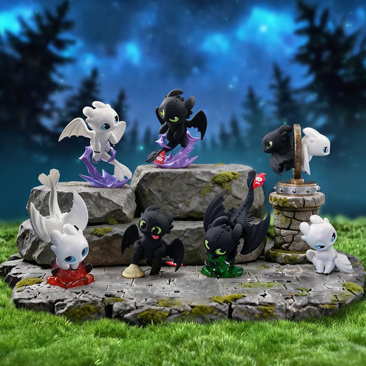 How To Train Your Dragon Intertwined Light and Night Toothless Figurine Blind Box